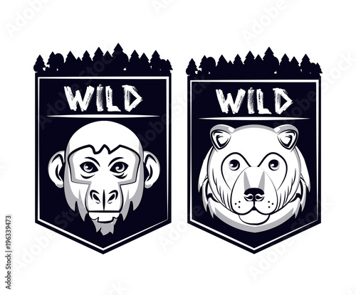 Wild animal print for t shirt on black and white colors vector illustration graphic design photo