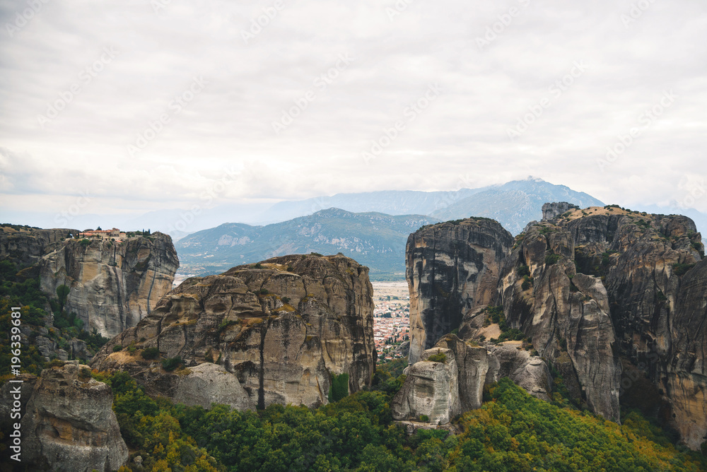 Village behind Rocks