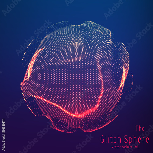 Vector abstract sphere of particles, points array. Futuristic vector illustration. Technology digital splash or explosion of data points. Spherical waveform. Cyber UI or HUD element.