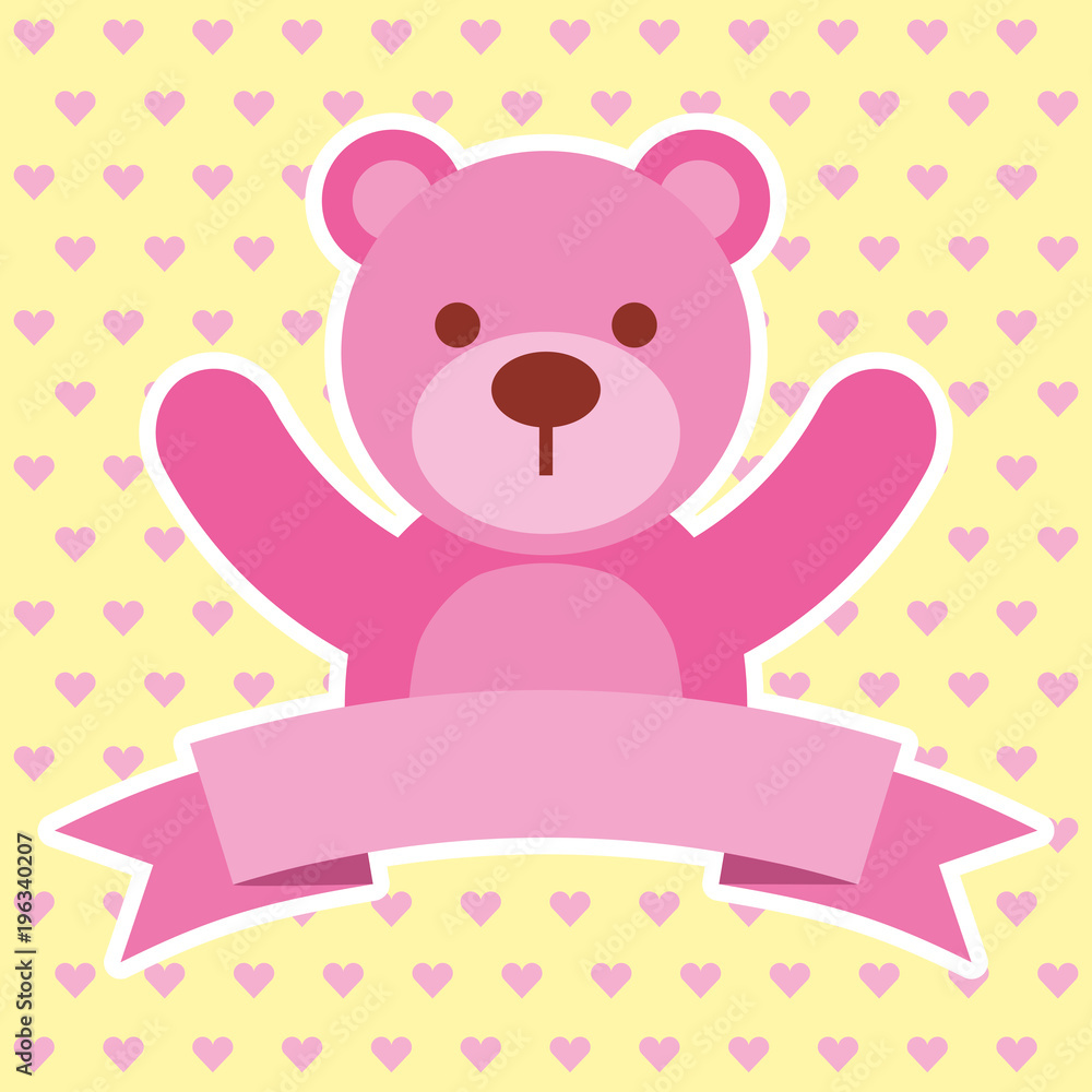 baby shower card cute pink bear vector illustration baby shower card cute pink bear vector illustration