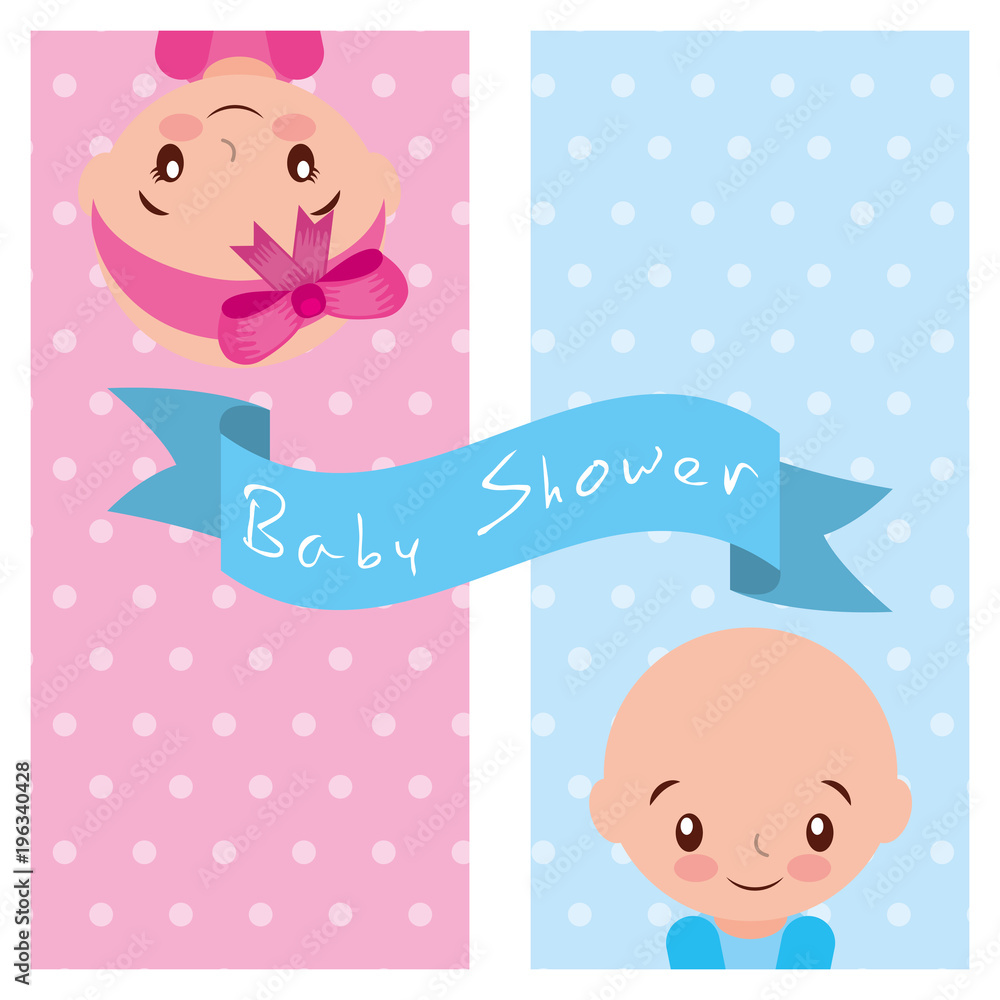 baby shower card boy and girl invitation vector illustration baby shower card boy and girl invitation vector illustration