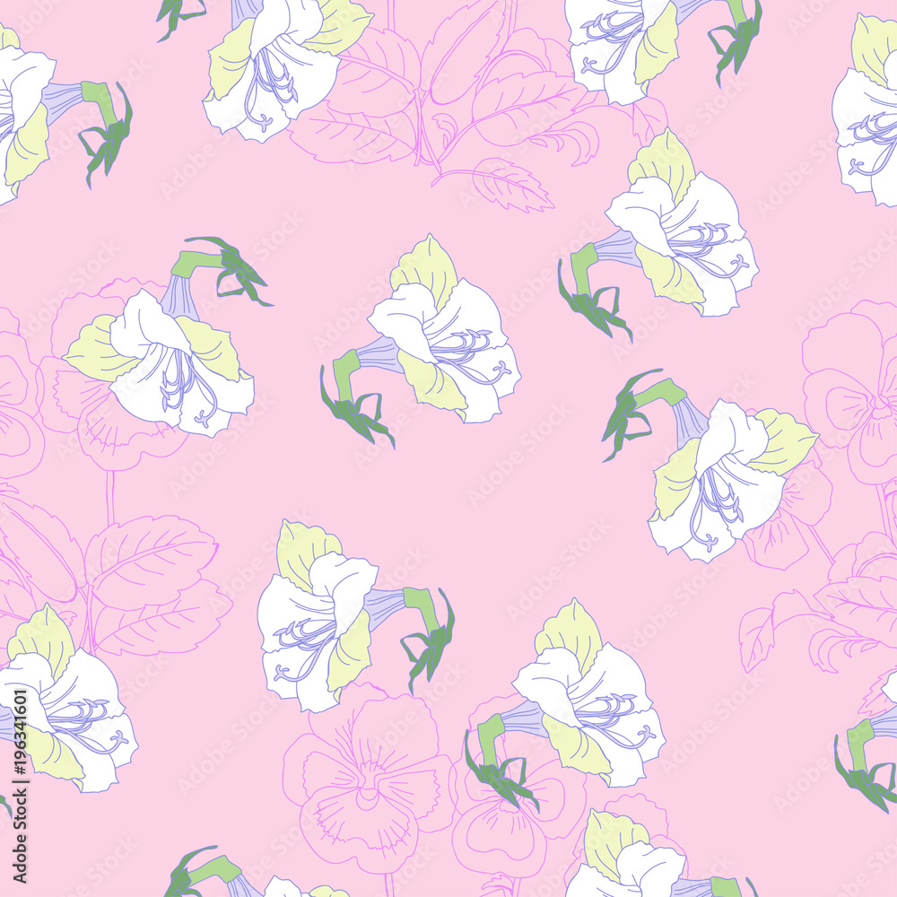 Obraz premium Pink Seamless pattern with flowers
