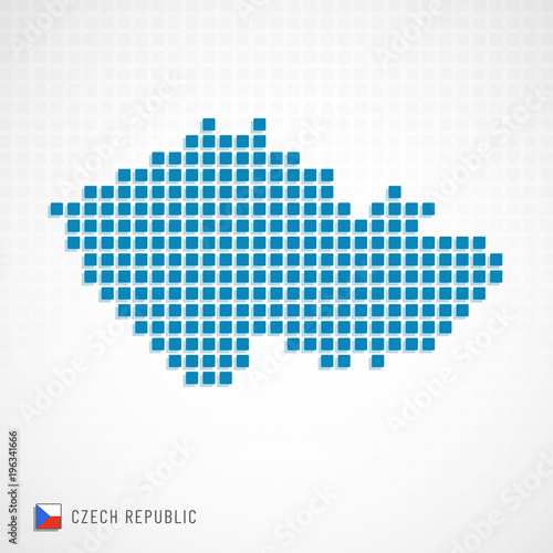 Czech republic map and flag icon