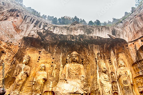 LUOYANG, CHINA - OCTOBER 28: Visitors at Longmen grottoes on October 28, 2007.It is one of the four notable grottoes in Luoyang,Henan,China . A UNESCO World Heritage Site.