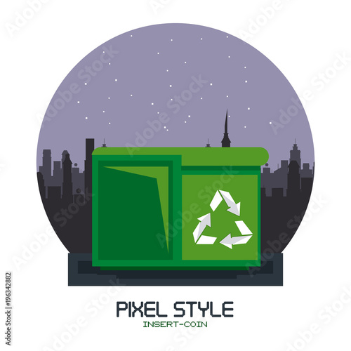 Trash can at city vector illustration graphic design