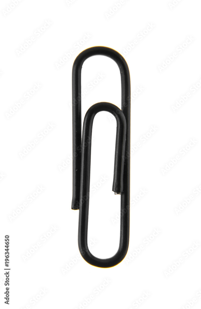 black paper clip isolated on white background black paper clip isolated on white background