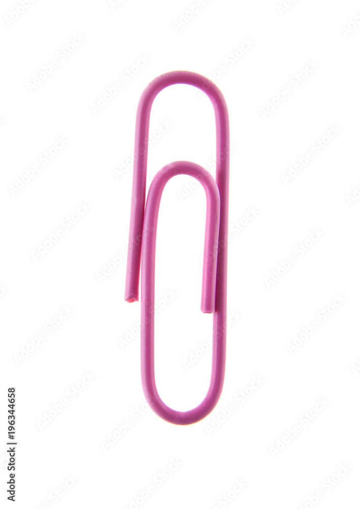 pink paper clip isolated on white background pink paper clip isolated on white background