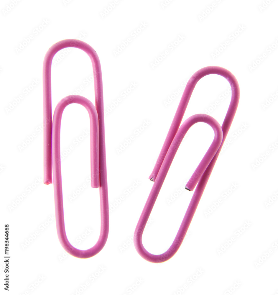pink paper clip isolated on white background pink paper clip isolated on white background