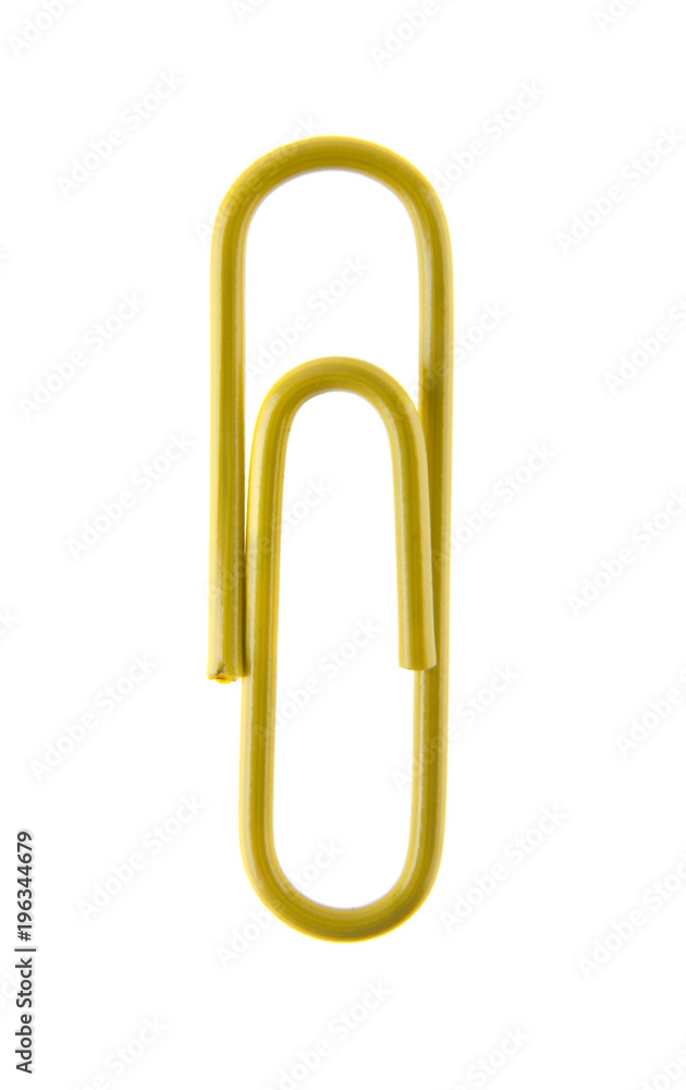 yellow paper clip isolated on white background yellow paper clip isolated on white background