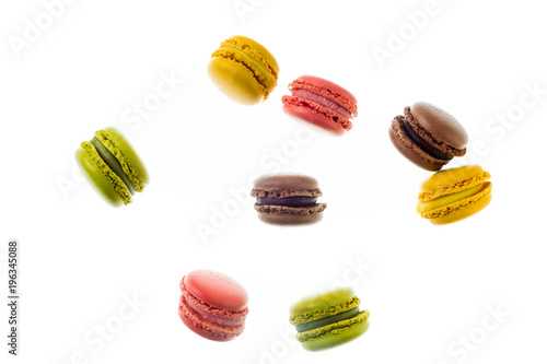 Wallpaper Mural colorful traditional French sweets macaroons from almond flour isolated on white. Torontodigital.ca