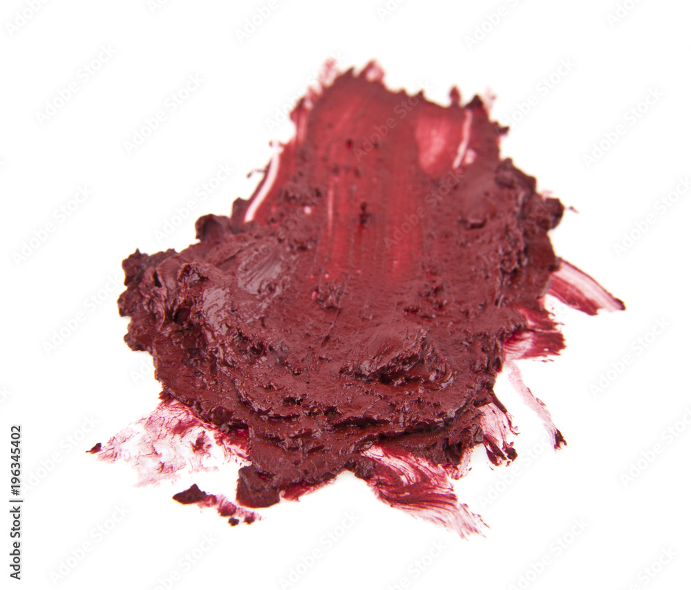 red spots of lipstick isolated on white background