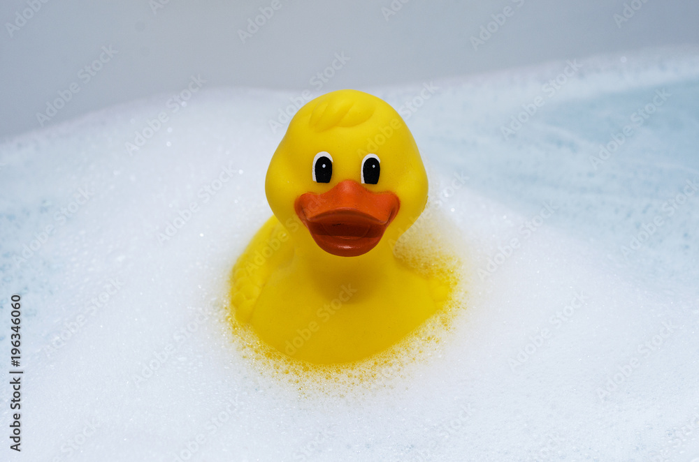 Rubber ducky having a bubble bath Rubber ducky having a bubble bath