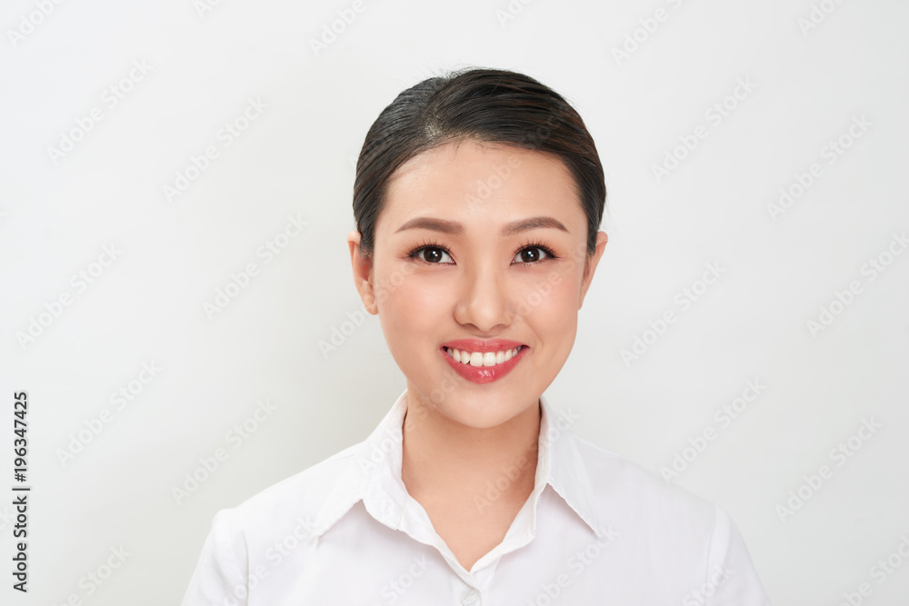 Passport photo. Portrait of asian smiling woman. Passport photo. Portrait of asian smiling woman.