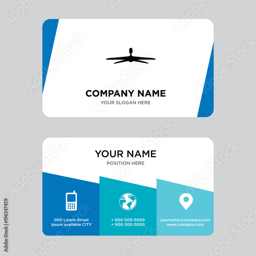 ceiling fan business card design template, Visiting for your company, Modern Creative and Clean identity Card Vector Illustration