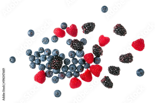 fresh, summer, ripe, bright berries isolated on white