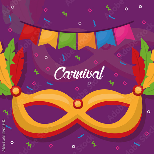 carnival mask with feathers festive vector illustration