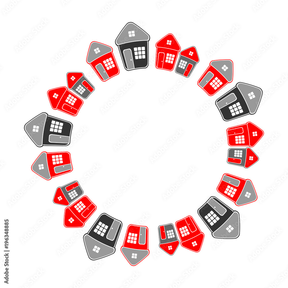 Circle frame of simple houses. Real estate concept Circle frame of simple houses. Real estate concept