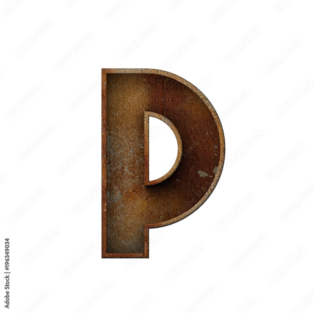 Letter P grunge rusted font. 3D Rendering Letter P grunge rusted font. 3D Rendering