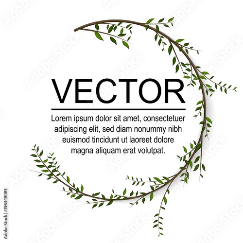 Floral circle vector card Design. Vector garden illustration. 