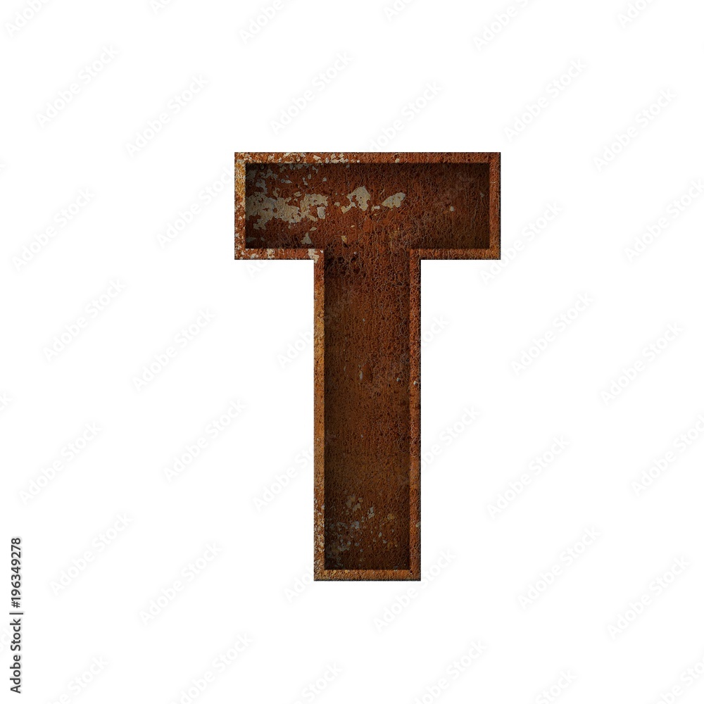 Letter T grunge rusted font. 3D Rendering Letter T grunge rusted font. 3D Rendering
