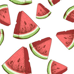 Deken met foto Watermeloen patronen Geschetste watermeloen partjes zomerfruit  © Sketch Master
