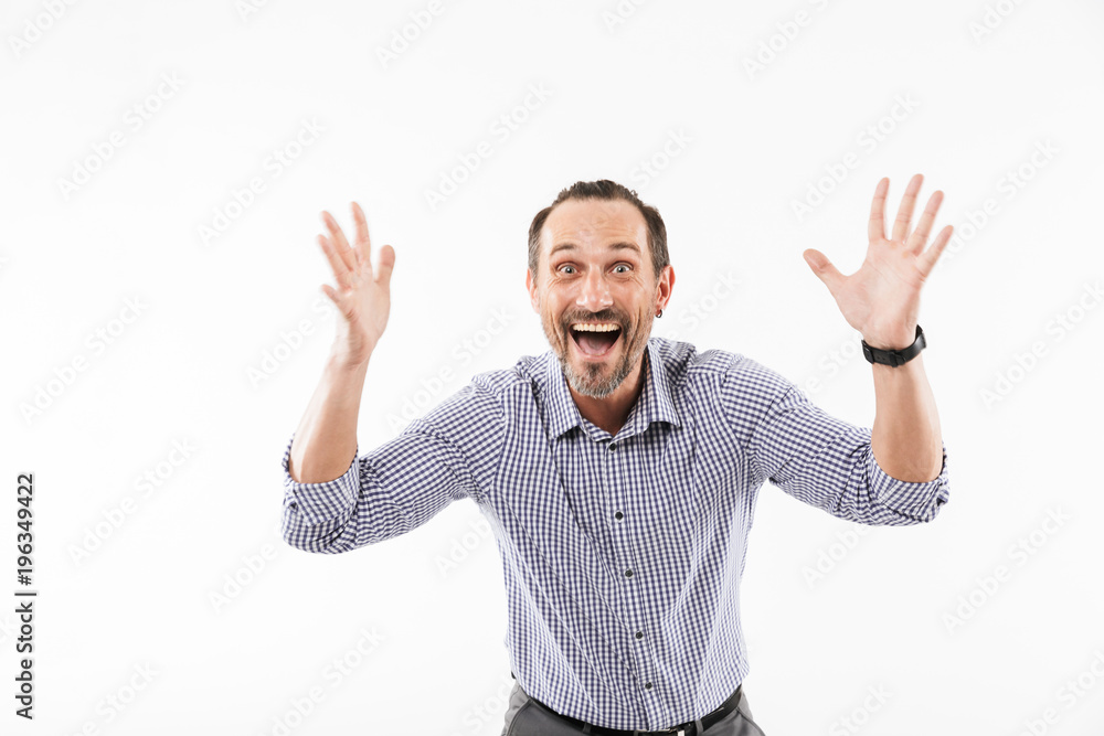 Excited emotional adult man isolated Excited emotional adult man isolated
