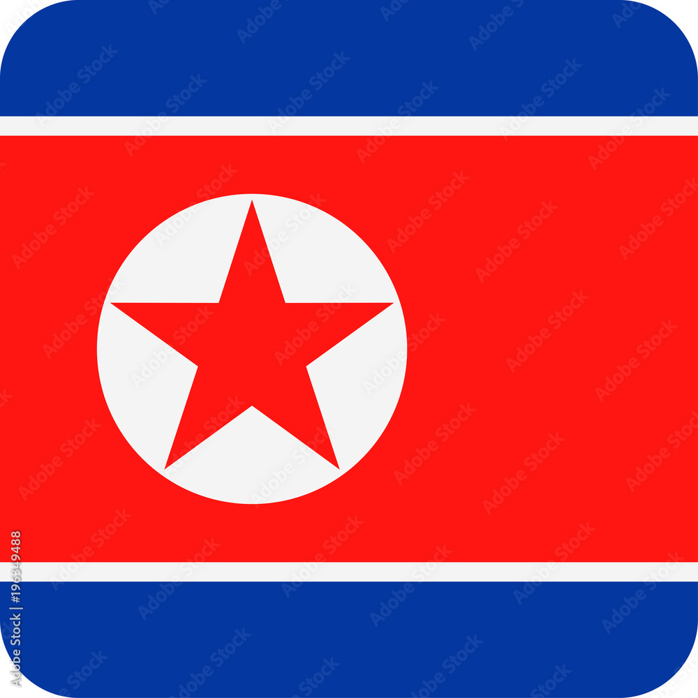 North Korea Flag Vector Square Flat Icon North Korea Flag Vector Square Flat Icon