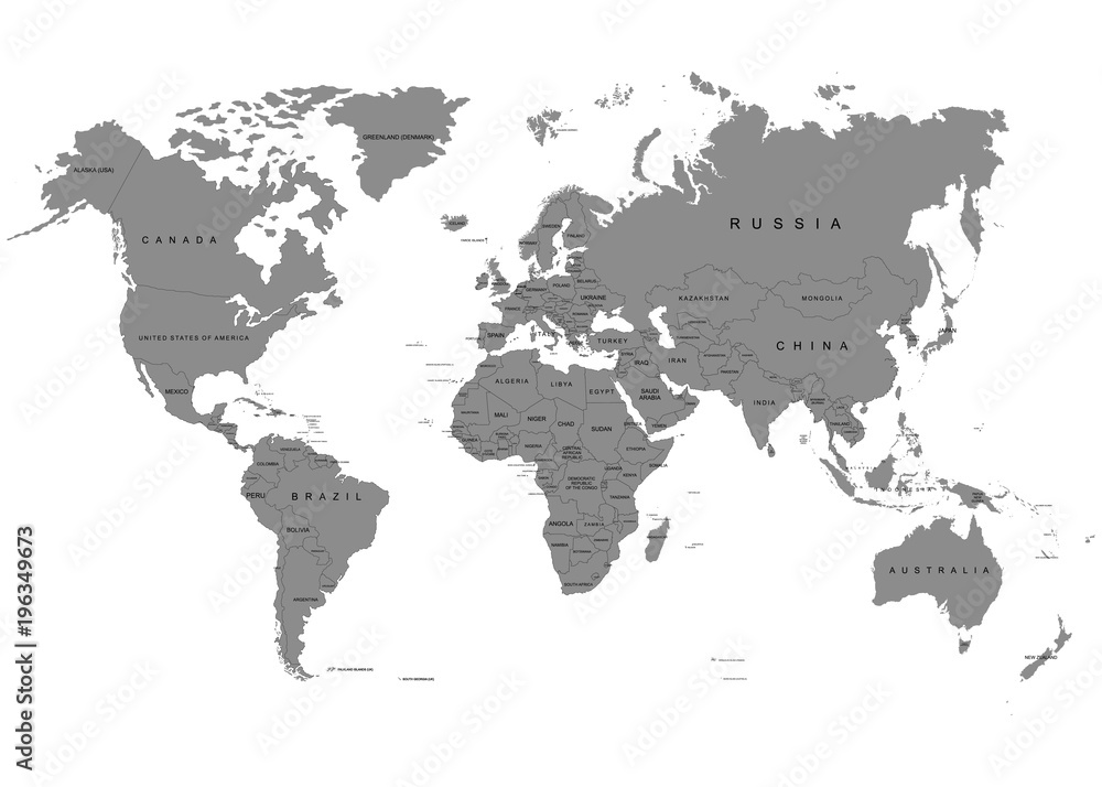 Naklejka Ziemia, mapa świata na białym tle. Antarktyda. Ilustracji wektorowych