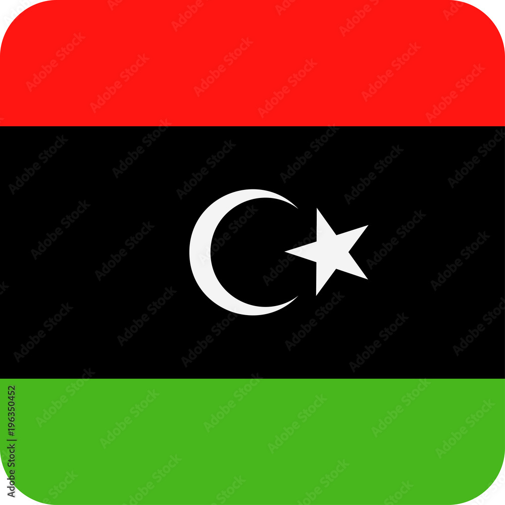 Obraz premium Libya Flag Vector Square Flat Icon