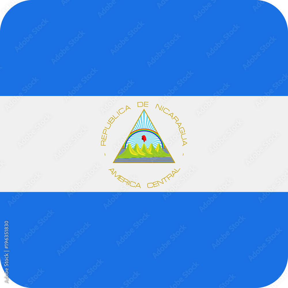 Nicaragua Flag Vector Square Flat Icon