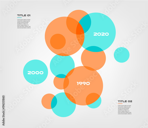 Bubble chart with elements venn diagram infographics for three circle design vector and marketing can be used for workflow layout, annual report, web design. Business concept with steps or processes photo