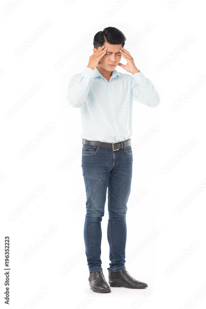 Studio portrait of young Asian man expressing emotions on white background Studio portrait of young Asian man expressing emotions on white background