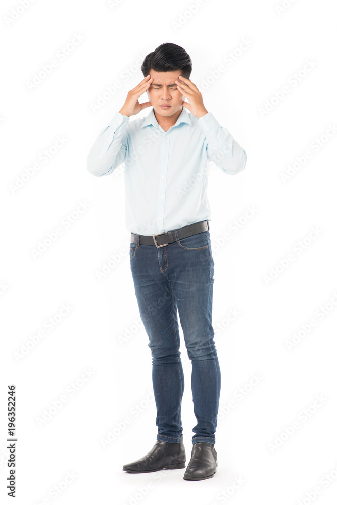 Studio portrait of young Asian man expressing emotions on white background Studio portrait of young Asian man expressing emotions on white background