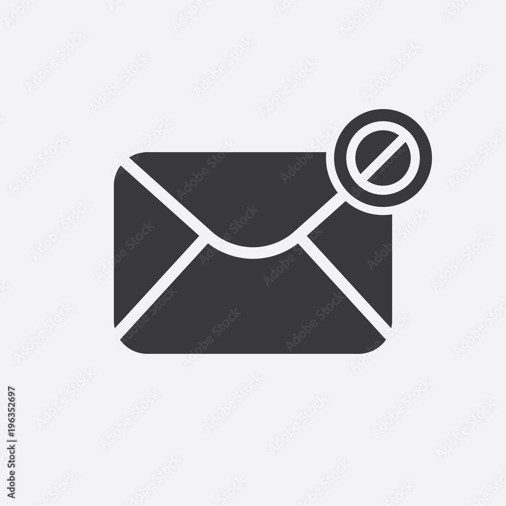 Mail icon with not allowed sign. Mail icon and block, forbidden, prohibit symbol Mail icon with not allowed sign. Mail icon and block, forbidden, prohibit symbol