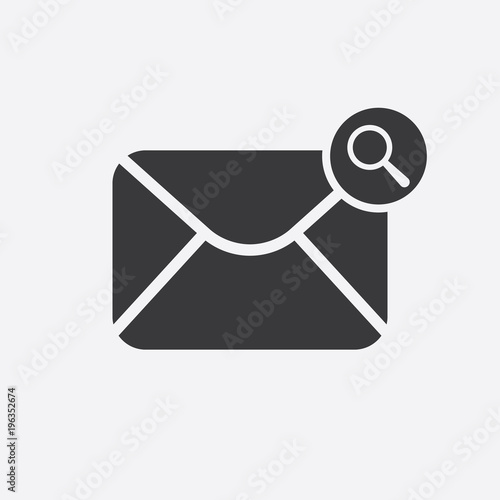 3383192 Mail icon with research sign. Mail icon and explore, find, inspect symbol