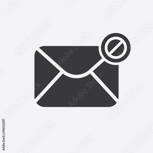 Mail icon with not allowed sign. Mail icon and block, forbidden, prohibit symbol