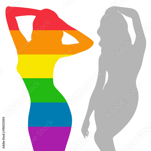 rainbow. female silhouette. Lesbian. vector illustration