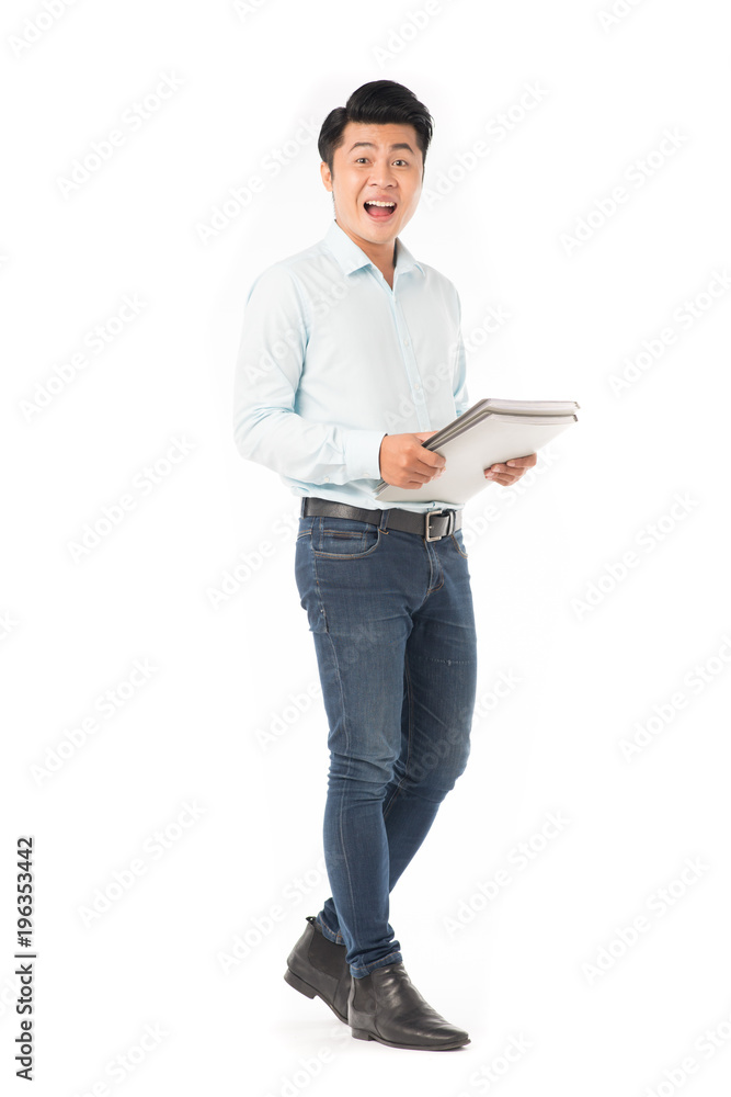 Portrait of adult Asian student holding books Portrait of adult Asian student holding books