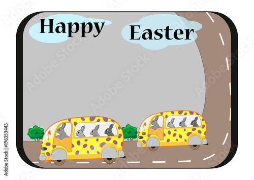 Easter card template with rabbit