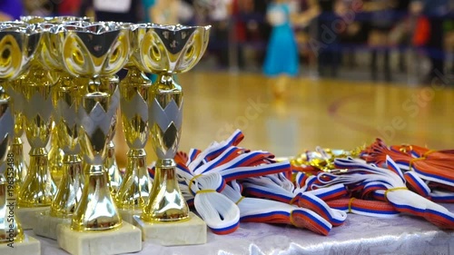 Cups and awards in ballroom dances