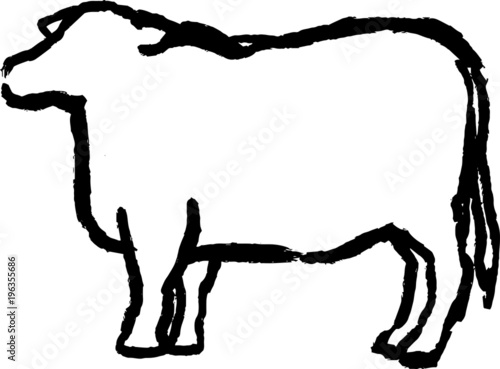 Black and white Red Cow illustration