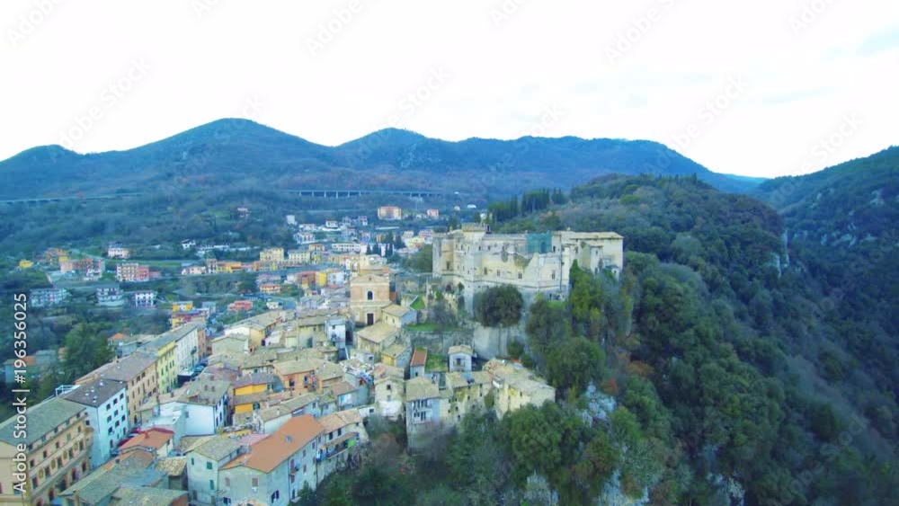 Aerial view of amazing Italian village Arsoli, Lazio.,,, Aerial view of amazing Italian village Arsoli, Lazio.,,,