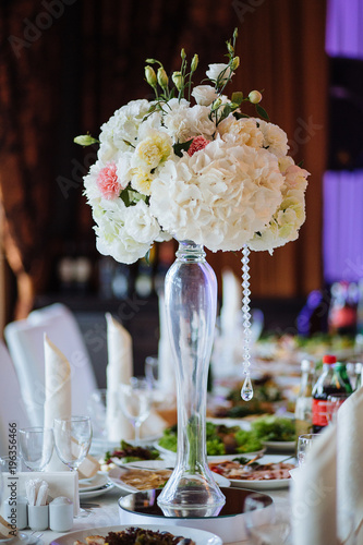 Wedding bouquet with roses and other flowers photo