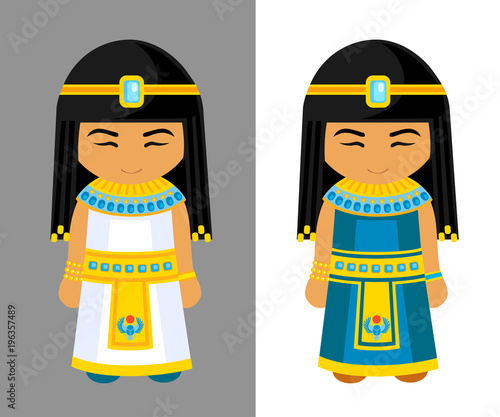 Cute egyptian girls. National dress, traditional clothes. Travel to Egypt. Vector illustration.