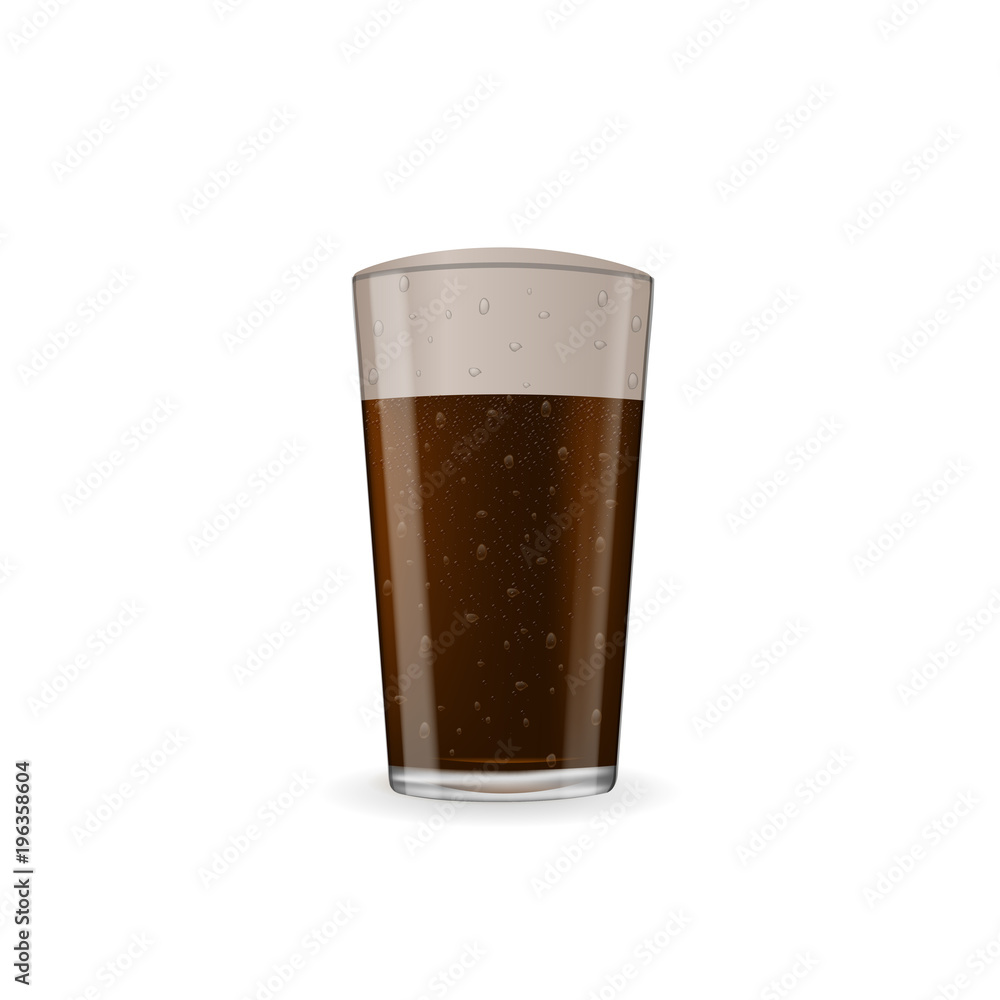 Photo-realistic dark beer with foam at glass. Vector image isolated on the white background. Photo-realistic dark beer with foam at glass. Vector image isolated on the white background.