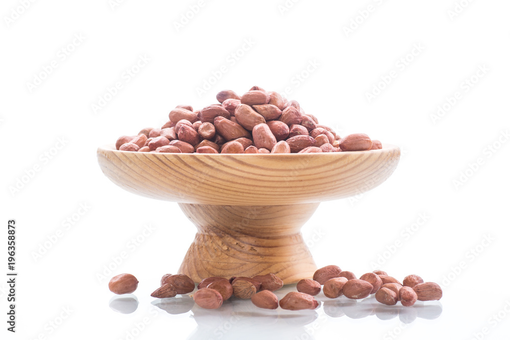 peanut in wooden bowl peanut in wooden bowl