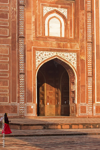 Taj Mahal, the mosque building, in Agra in India