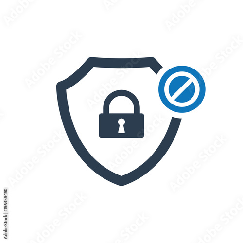 3384159 Security icon with not allowed sign. Security icon and block, forbidden, prohibit symbol