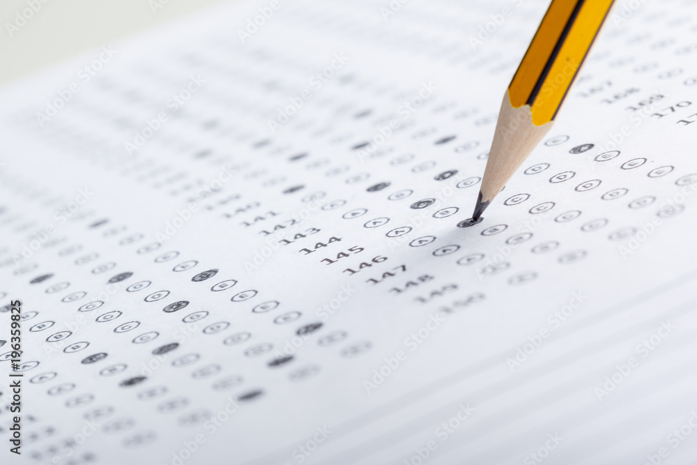 Test score sheet with answers Test score sheet with answers