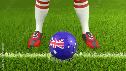 Man and soccer ball with Australian flag
